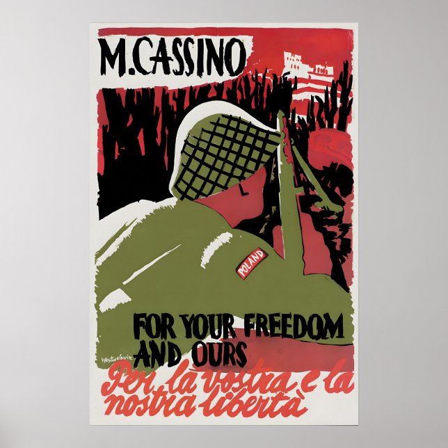 Monte Cassino-affisch För din och vår frihet Poster (Framsidan)