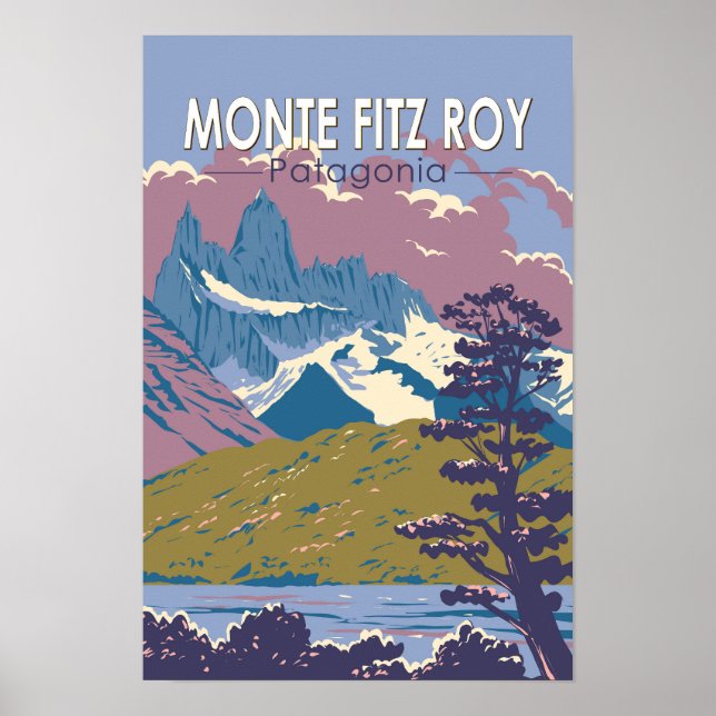 Monte Fitz Roy Patagonia Resa Konst Vintage Poster (Framsidan)
