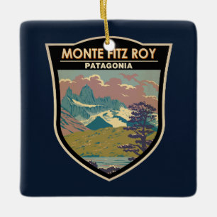 Monte Fitz Roy Patagonia Travel Art Vintage Julgransprydnad Keramik