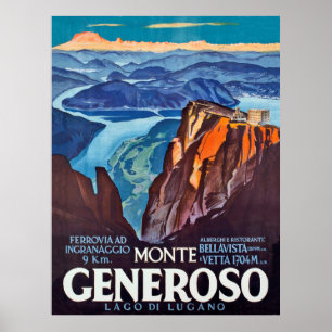 Monte Generoso, Luganosjön, utsikt från berget Poster