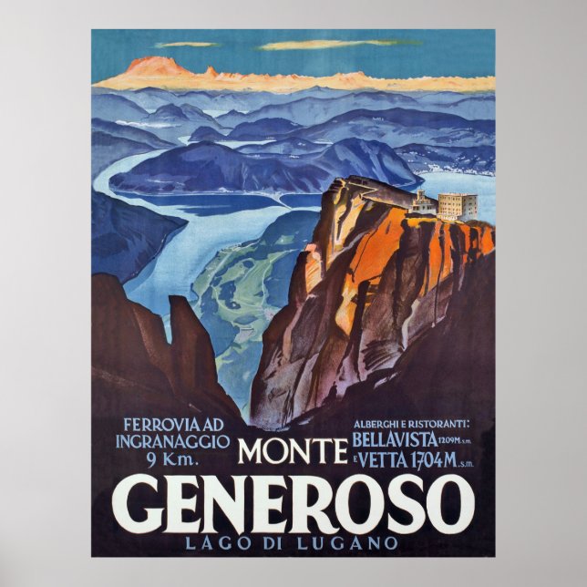 Monte Generoso, Luganosjön, utsikt från berget Poster (Framsidan)