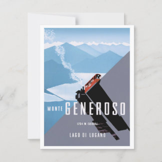 Monte Generoso Travel Poster Illustration Postcard Vykort