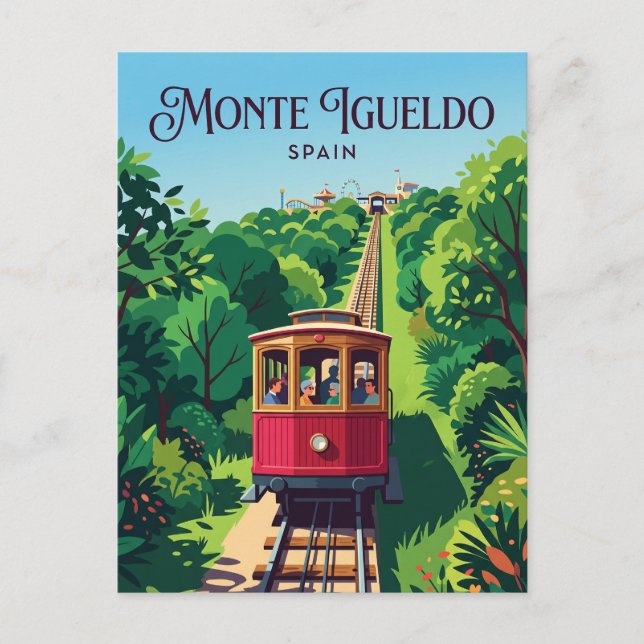 Monte Igueldo Funiculär Spanien Vykort (Framsida)