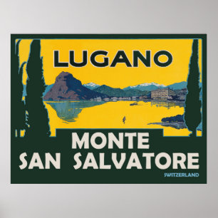 Monte San Salvatore, utsikt från Luganosjön Poster