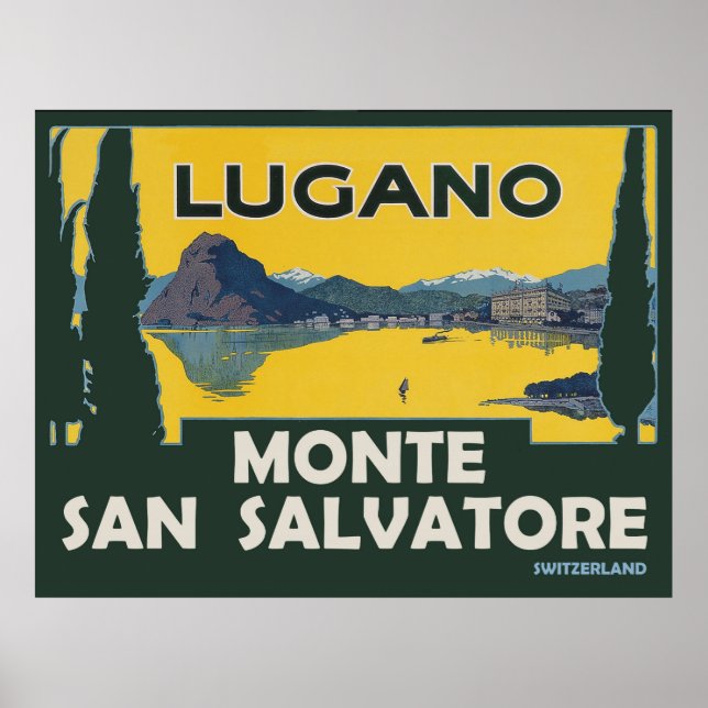 Monte San Salvatore, utsikt från Luganosjön Poster (Framsidan)