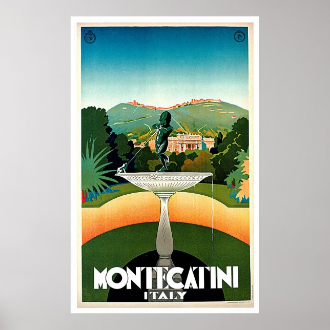 Montecatini Tuscany Italien Vintage resor Poster (Framsidan)