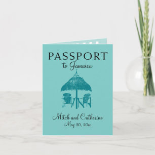 Montego Bay Jamaica Bröllop Passport - Teal Inbjudan