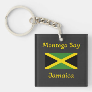 Montego Bay Jamaica - Jamaican Flagga Keychain