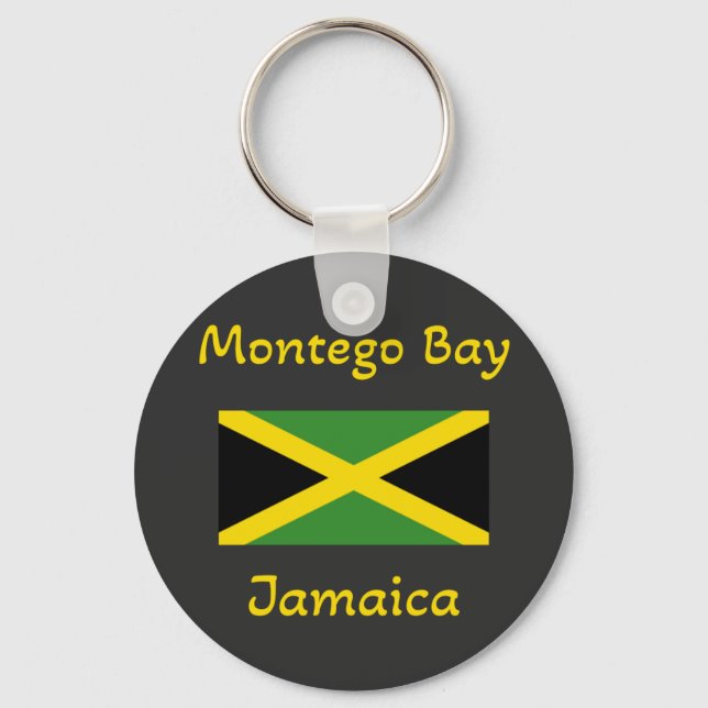 Montego Bay Jamaica - Jamaican Flagga Keychain Nyckelring (Framsida)