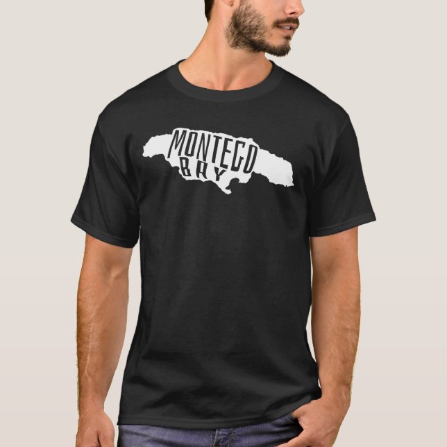 Montego Bay, Jamaica Outline - Karta Travel T Shirt (Framsida)