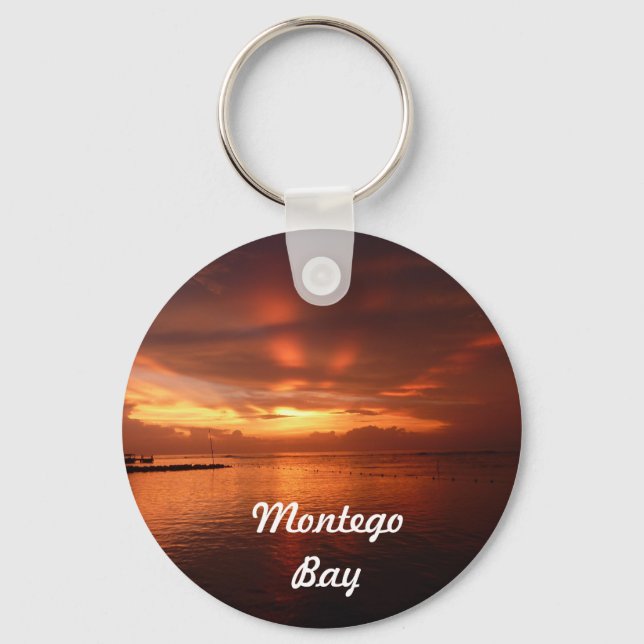Montego Bay Jamaica Sunset Photo Keychain Nyckelring (Framsida)