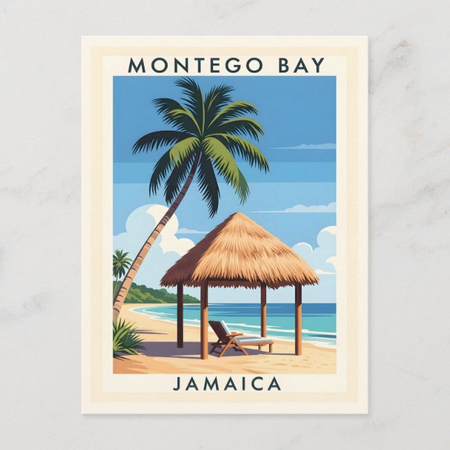 Montego Bay Jamaica Travel Art - TROPICAL ISLAND Vykort (Framsida)