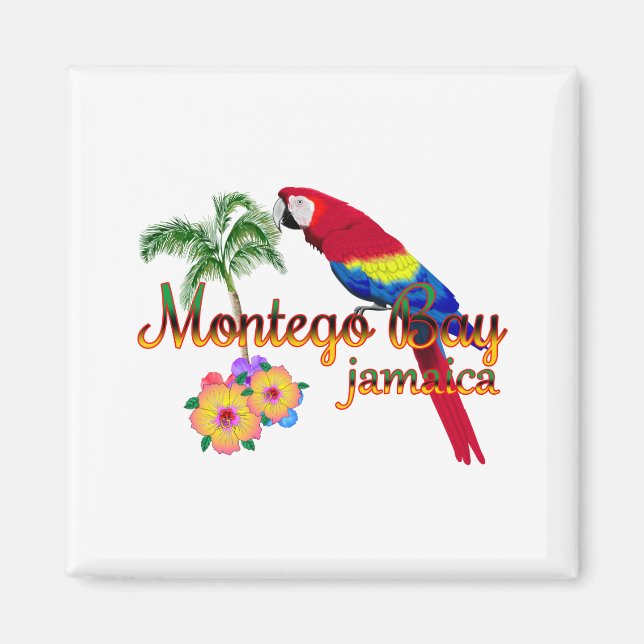 Montego Bay Jamaica Tropical Parrot Magnet (Framsidan)