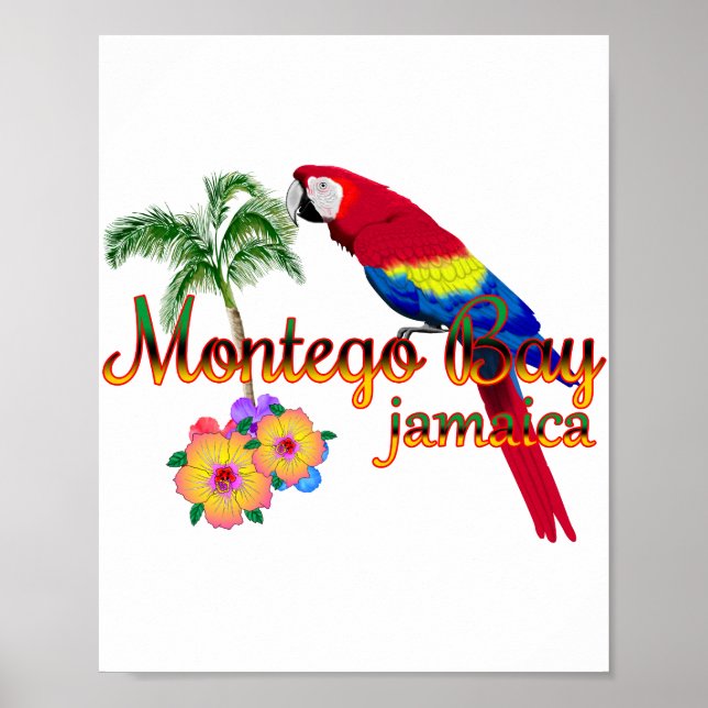 Montego Bay Jamaica Tropical Parrot Poster (Framsidan)
