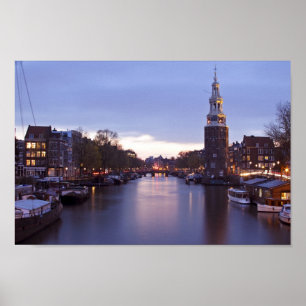 Montelbaan torn i Amsterdam Nederländerna Poster