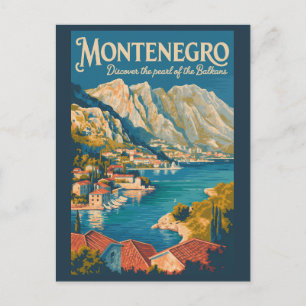 Montenegro Balkaner Illustration Resa Konst Vintag Vykort