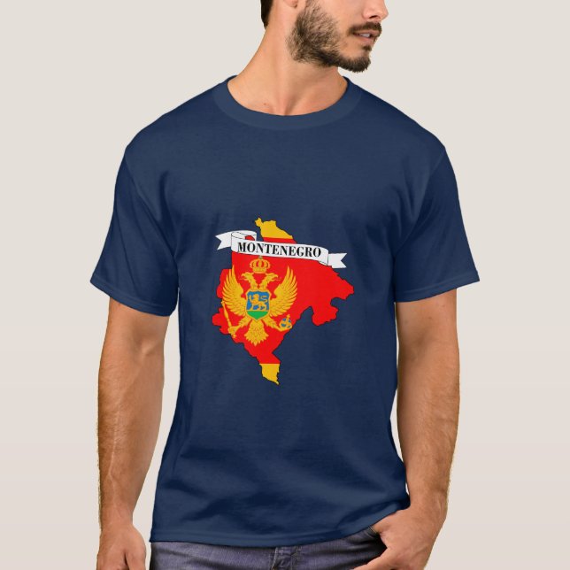 Montenegro flag map t shirt (Framsida)