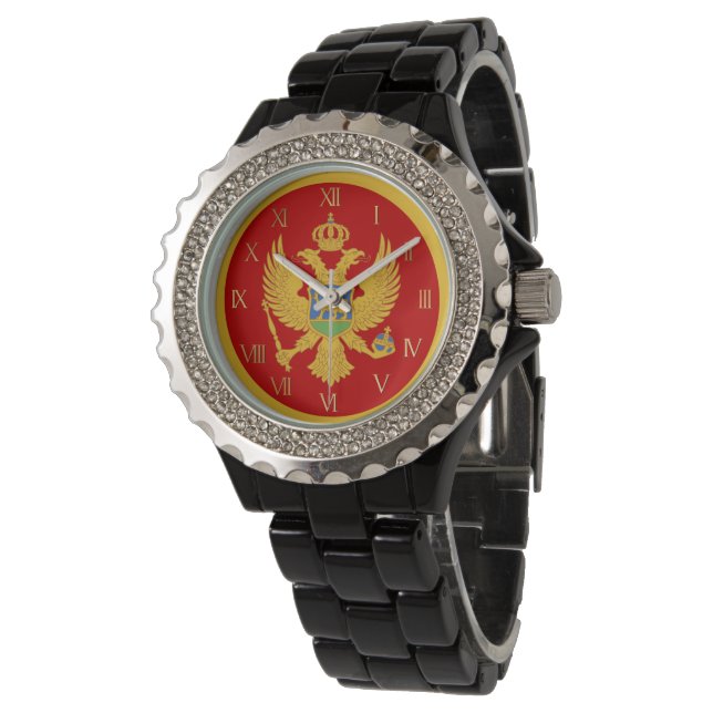 Montenegro flagga armbandsur (Vinklad)