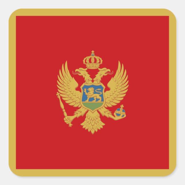 Montenegro Flagga Fyrkantigt Klistermärke (Framsida)