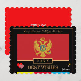 Montenegro Flagga & Gott nytt år/Best Önskemål Art Julkort