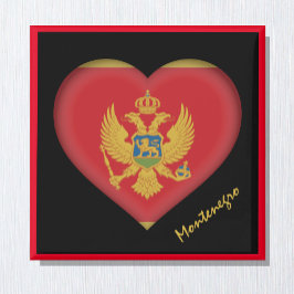 Montenegro flagga & Heart, Montenegro helgdag /spo Magnet