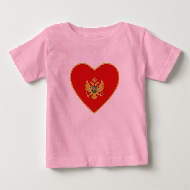 Montenegro Flagga Heart T-Shirt (Framsida)