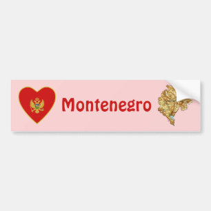 Montenegro Flagga Hjärta + Karta Bildäckslapp Bildekal