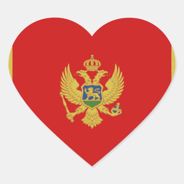 Montenegro Flagga Hjärta Klistermärke (Framsida)