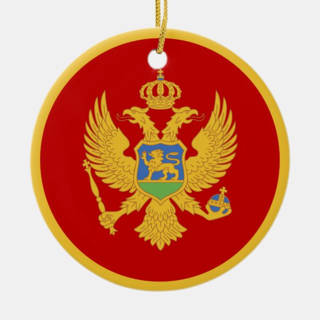 Montenegro flagga julgransprydnad keramik (Framsidan)