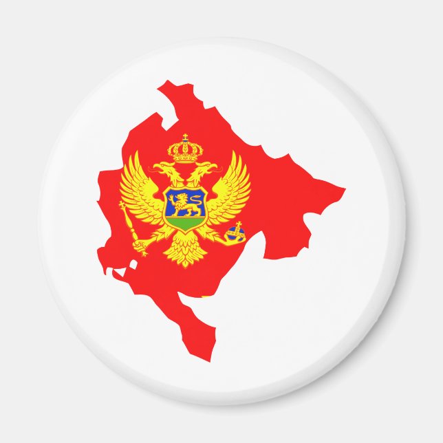 Montenegro Flagga Karta fullt storlek Magnet (Framsidan)