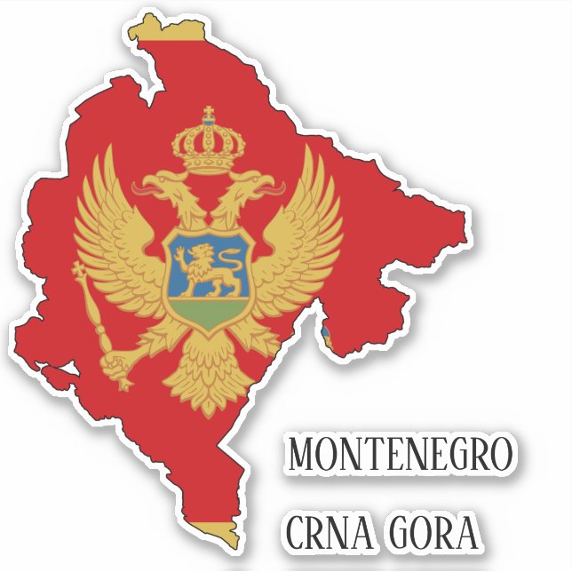 Montenegro Flagga Karta Klistermärken (Framsida)