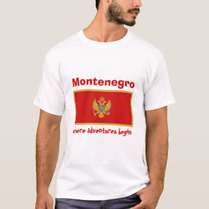 Montenegro Flagga + Karta + Text T-Shirt
