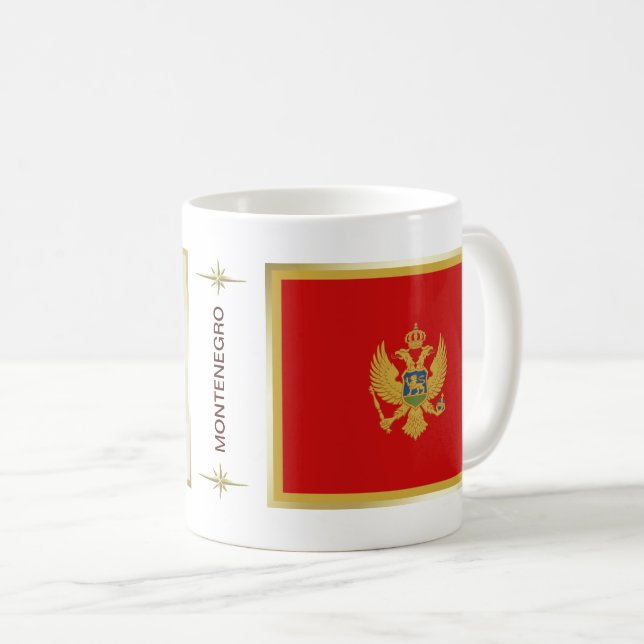 Montenegro flagga + Kartamugg Kaffemugg (Framsida höger)