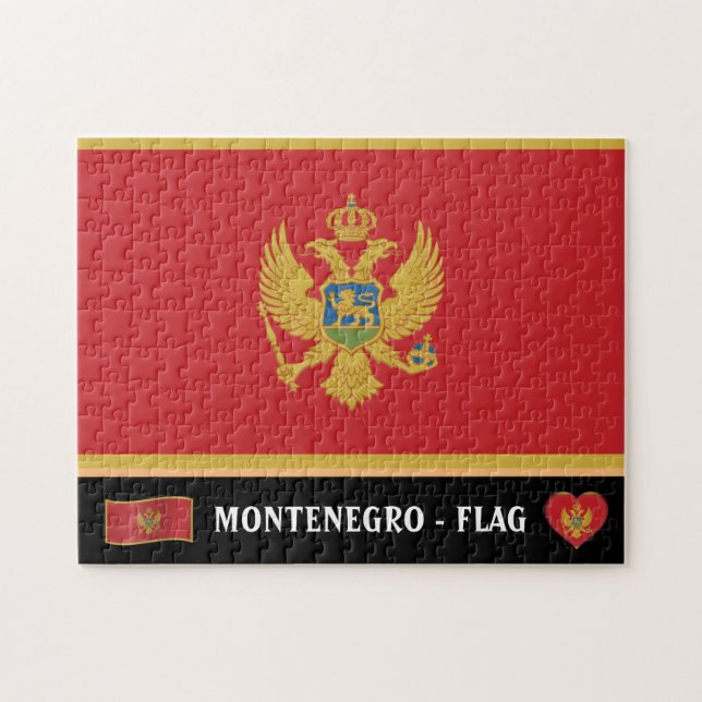 Montenegro Flagga & Montenegro land / Montenegro Pussel (Horisontell)