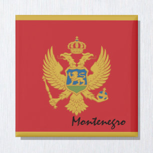 Montenegro flagga och helgdag/sportfantaster i Med Magnet