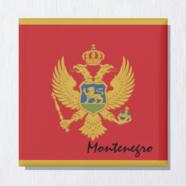Montenegro flagga och helgdag/sportfantaster i Med Magnet (Skapare uppladdad)