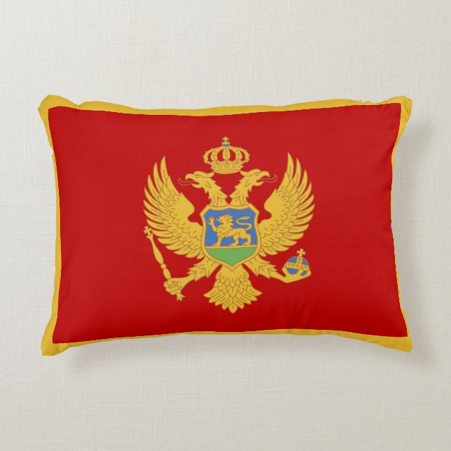 Montenegro flagga prydnadskudde (Framsidan)