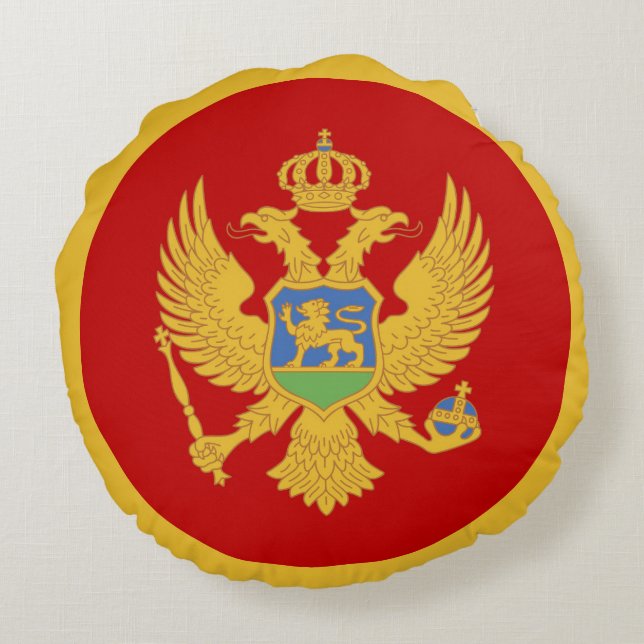 Montenegro flagga rund kudde (Baksidan)