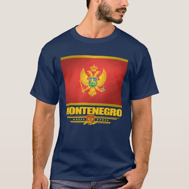 Montenegro Flagga Shirts T Shirt (Framsida)