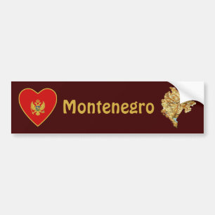 Montenegro flaggahjärta + Kartabildekal Bildekal