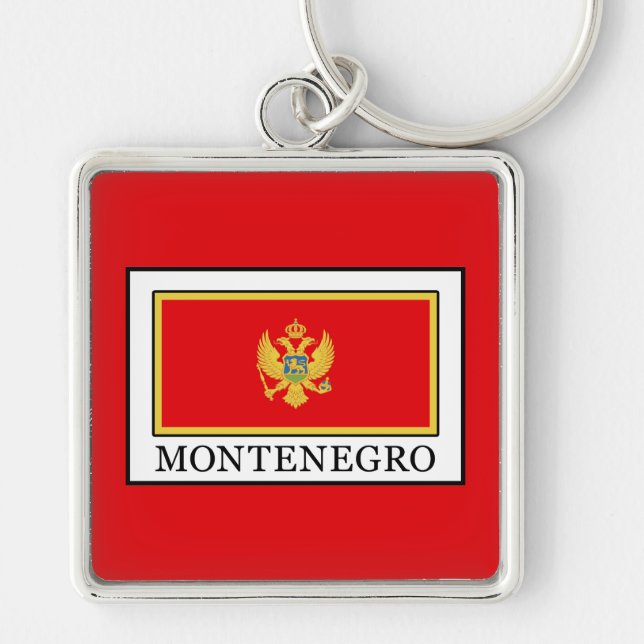 Montenegro Fyrkantig Silverfärgad Nyckelring (Framsidan)