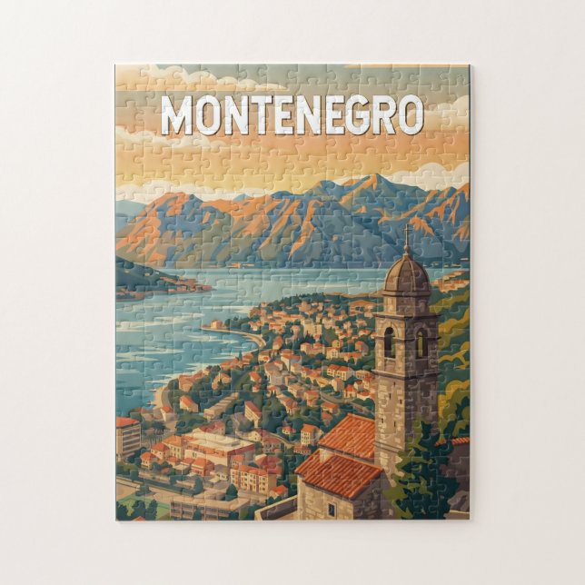 Montenegro Illustration Resa Konst Vintage Pussel (Vertikal)