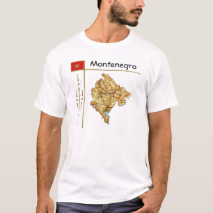 Montenegro Karta + Flagga + avdelning T-Shirt