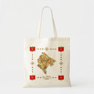 Montenegro Karta + Flaggor Bag Tygkasse