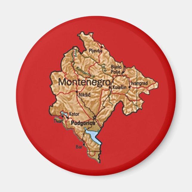 Montenegro Karta Magnet (Framsidan)