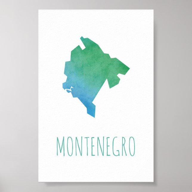 Montenegro Karta Poster (Framsidan)