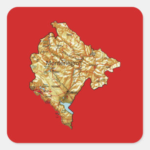 Montenegro Kartsticker Fyrkantigt Klistermärke