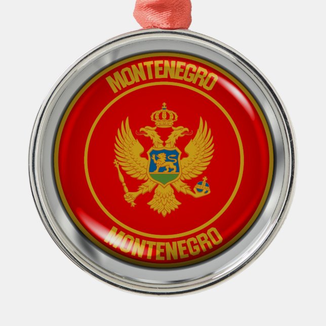 Montenegro Round Emblem Julgransprydnad Metall (Framsidan)