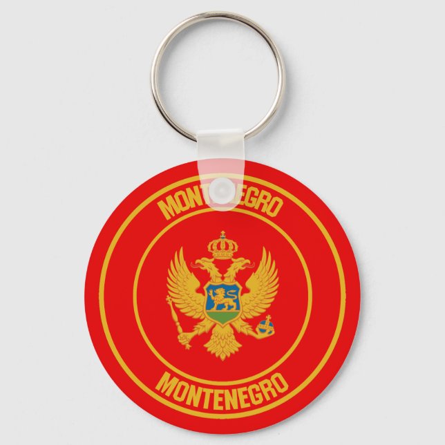 Montenegro Round Emblem Nyckelring (Framsida)
