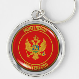 Montenegro Round Emblem Rund Silverfärgad Nyckelring